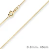 0,8mm Schlangenkette diamantiert Collier Halskette aus 375 Gold Gelbgold 45cm
