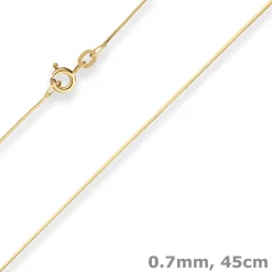 0,7mm Schlangenkette diamantiert Collier Halskette aus 375 Gold Gelbgold 45cm