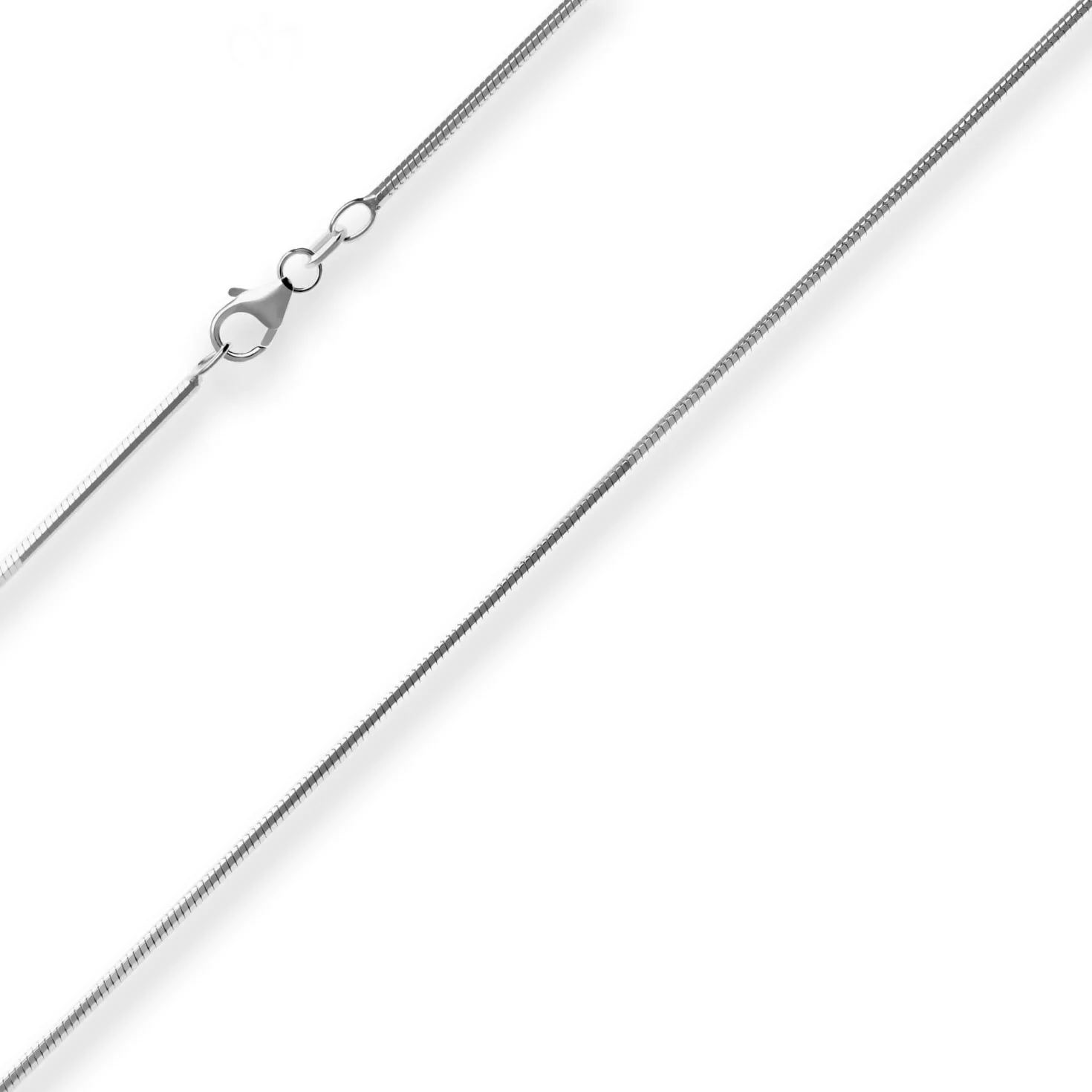 1mm Schlangenkette diamantiert Collier Halskette aus 925 Silber rhodiniert 42cm