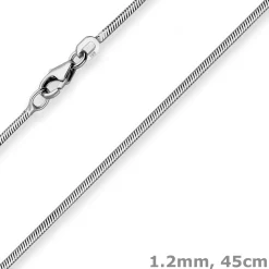 1,2mm Schlangenkette diamantiert Kette Collier aus 925 Silber rhodiniert 45cm