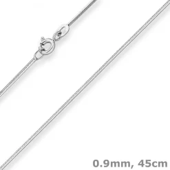 0,9mm Schlangenkette diamantiert Kette Collier aus 925 Silber rhodiniert 45cm