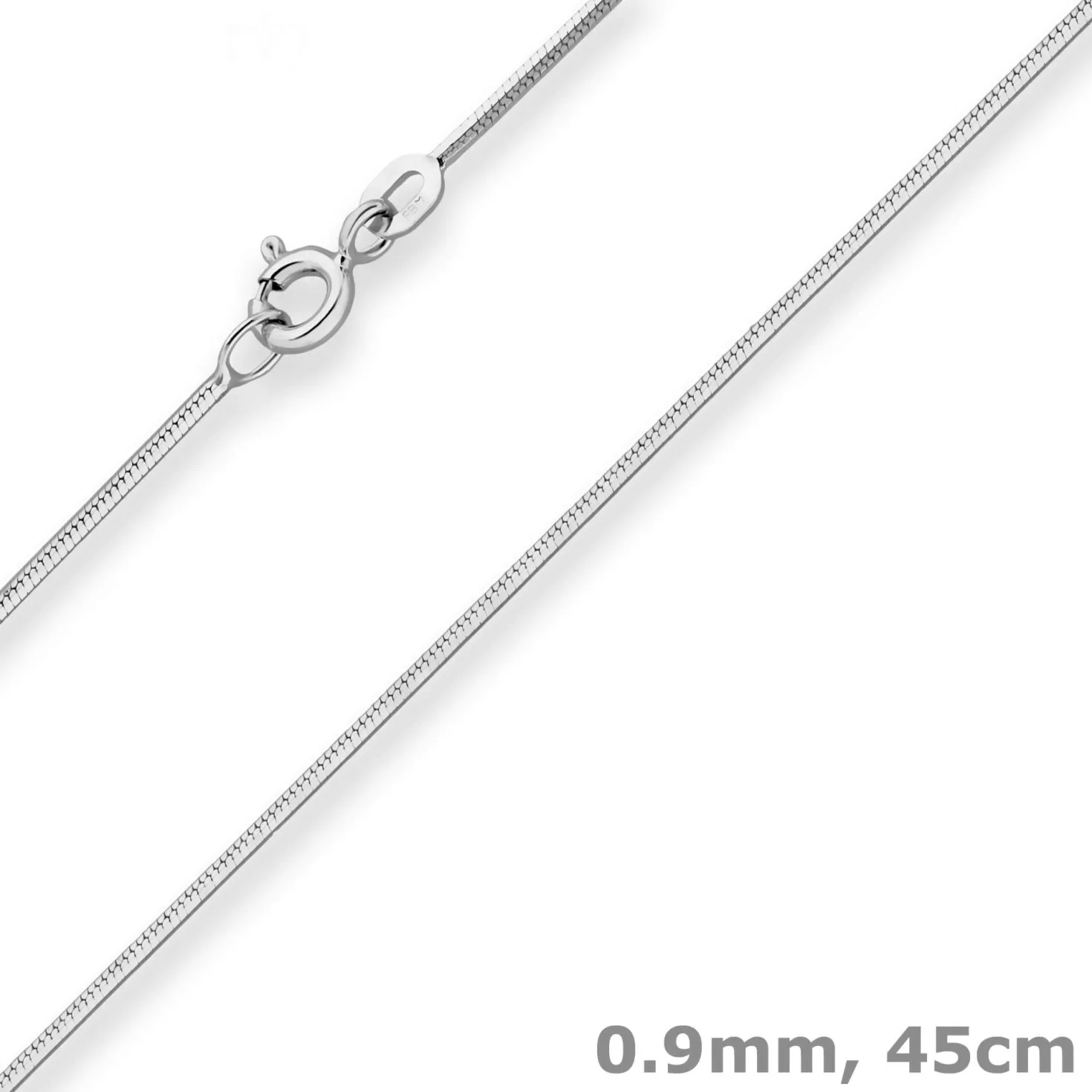 0,9mm Schlangenkette diamantiert Kette Collier aus 925 Silber rhodiniert 45cm