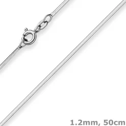 1,2mm Schlangenkette diamantiert Kette Collier aus 925 Silber rhodiniert 50cm
