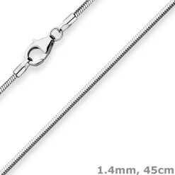 1,4mm Schlangenkette diamantiert Kette Collier aus 925 Silber rhodiniert 45cm