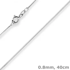 0,8mm Schlangenkette diamantiert Kette Collier aus 925 Silber rhodiniert 40cm