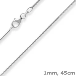 1mm Schlangenkette diamantiert Silberkette Collier Halskette aus 925 Silber 45cm
