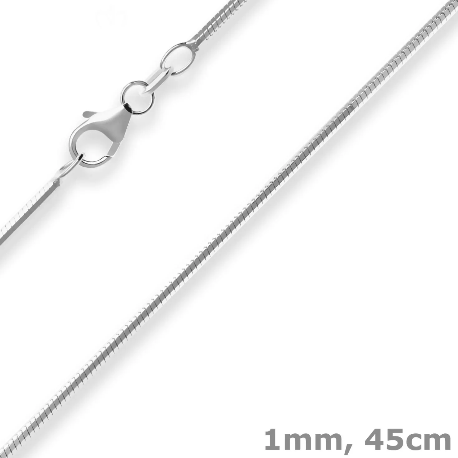 1mm Schlangenkette diamantiert Silberkette Collier Halskette aus 925 Silber 45cm