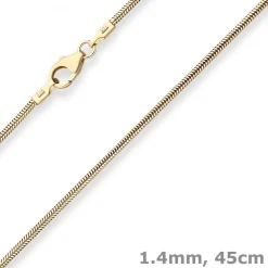 1,4mm Schlangenkette Goldkette Collier Halskette aus 585 Gold Gelbgold 45cm