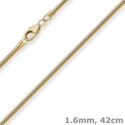 1,6mm Schlangenkette Goldkette Collier Halskette aus 585 Gold Gelbgold 42cm