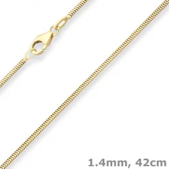 1,4mm Schlangenkette Goldkette Collier Halskette aus 375 Gold Gelbgold 42cm
