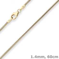 1,4mm Schlangenkette Goldkette Collier Halskette aus 333 Gold Gelbgold 60cm