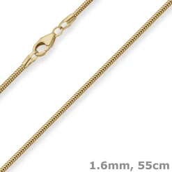 1,6mm Schlangenkette Goldkette Collier Halskette aus 333 Gold Gelbgold 55cm