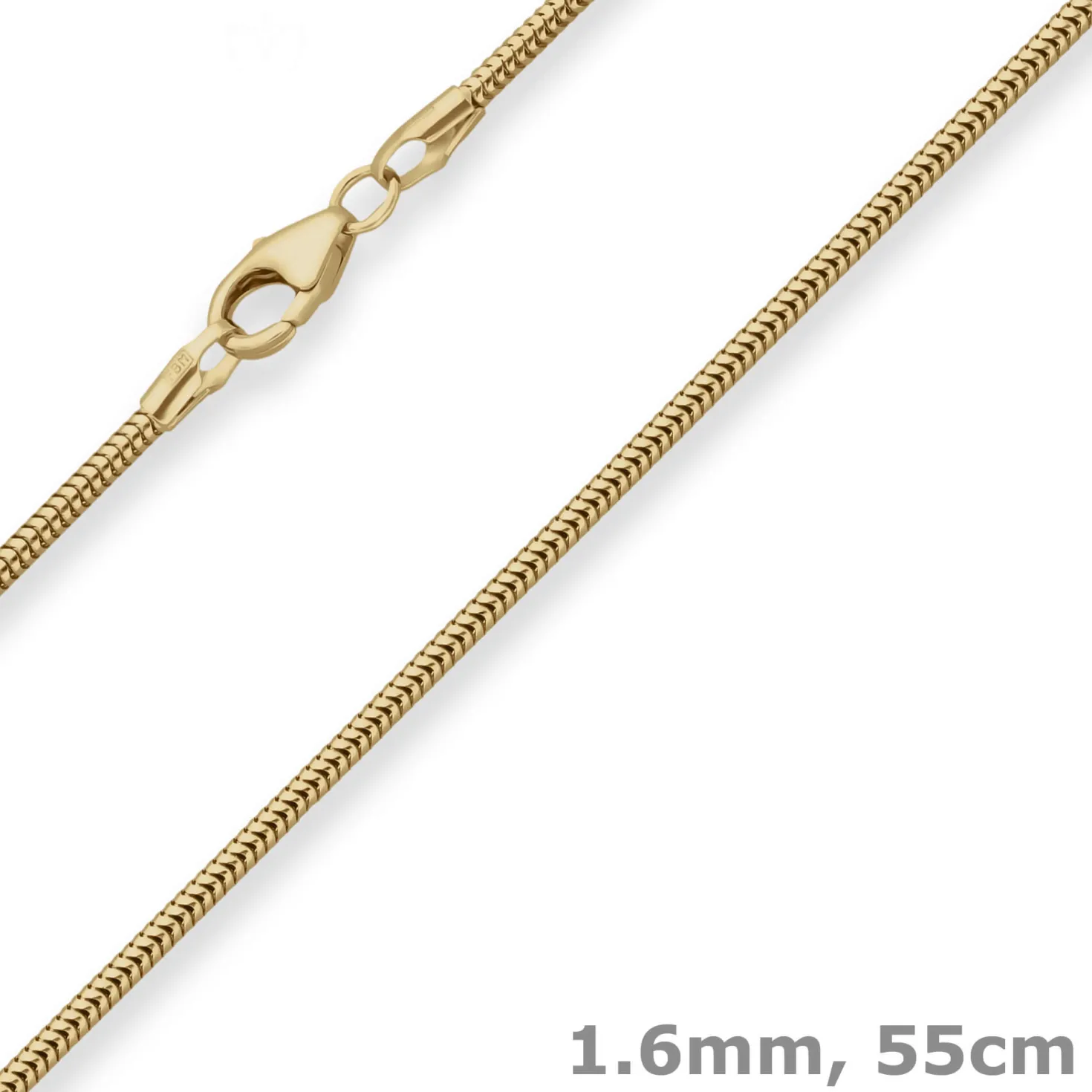 1,6mm Schlangenkette Goldkette Collier Halskette aus 333 Gold Gelbgold 55cm