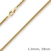 1,9mm Schlangenkette Goldkette Collier Halskette aus 333 Gold Gelbgold 38cm