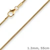 1,2mm Schlangenkette Goldkette Collier Halskette aus 333 Gold Gelbgold 55cm