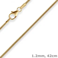 1,2mm Schlangenkette Goldkette Collier Halskette aus 333 Gold Gelbgold 42cm