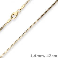 1,4mm Schlangenkette Goldkette Collier Halskette aus 585 Gold Gelbgold 42cm