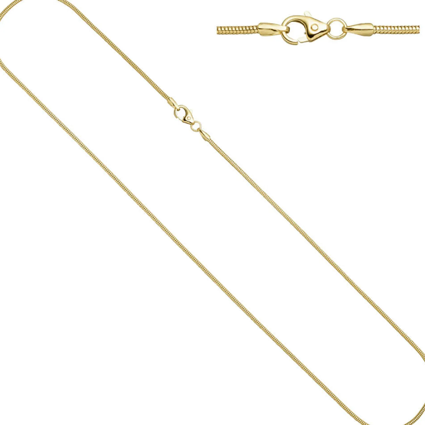 1,4mm Schlangenkette Halskette Kette Collier aus 333 Gold Gelbgold 42cm