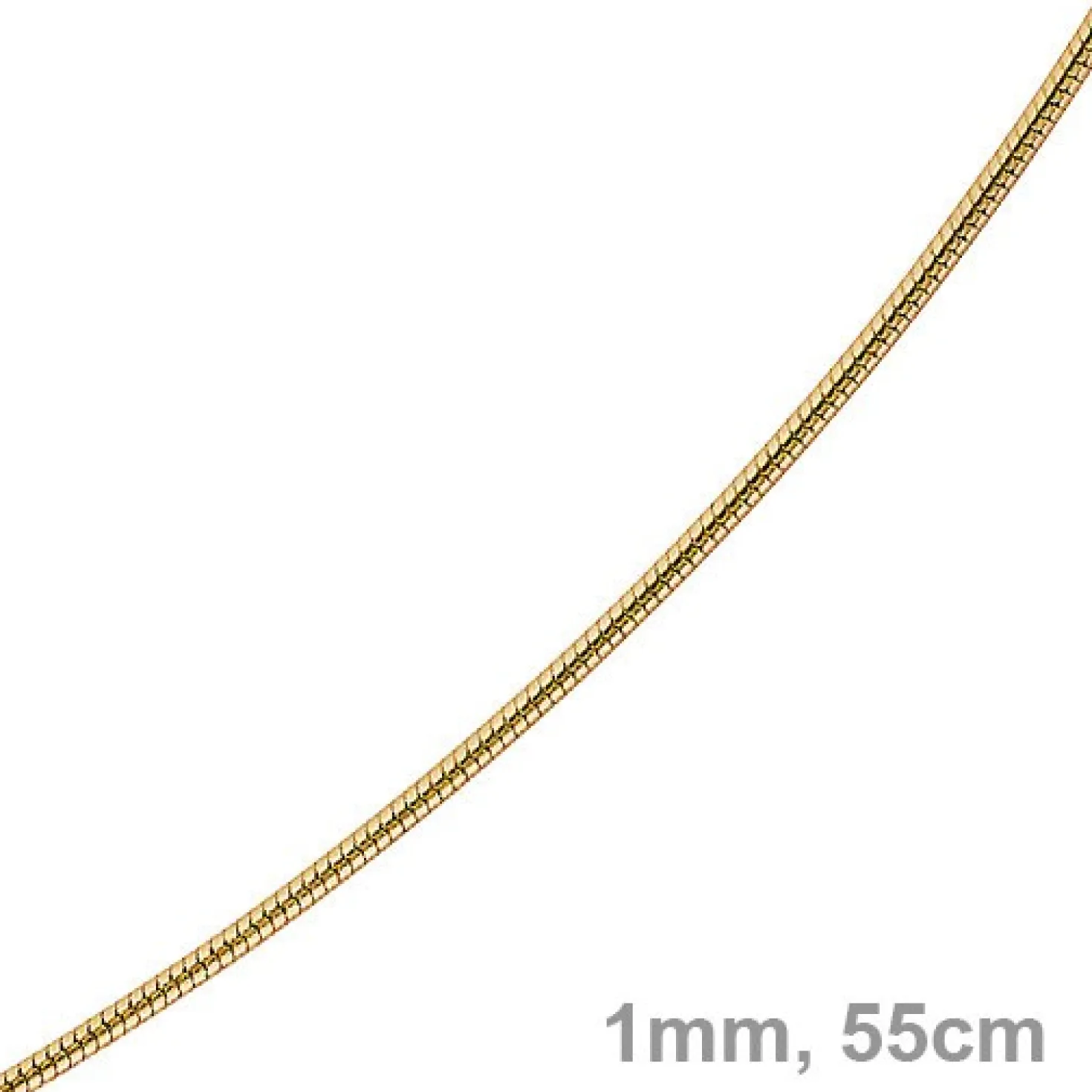 1mm Schlangenkette Kette Collier aus 750 Gold Gelbgold, Goldkette 55cm