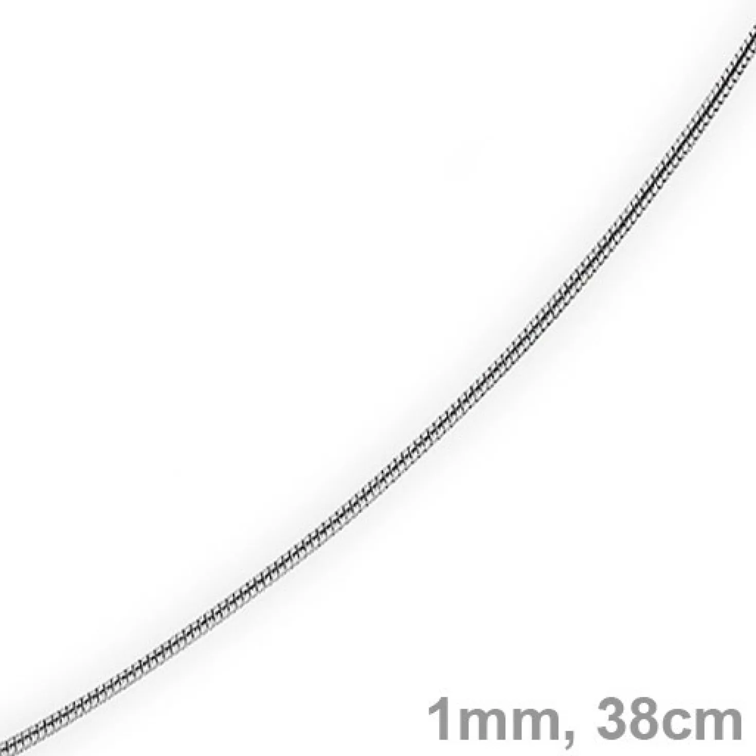 1mm Schlangenkette Kette Collier aus 585 Gold Weißgold, 38cm, Damen