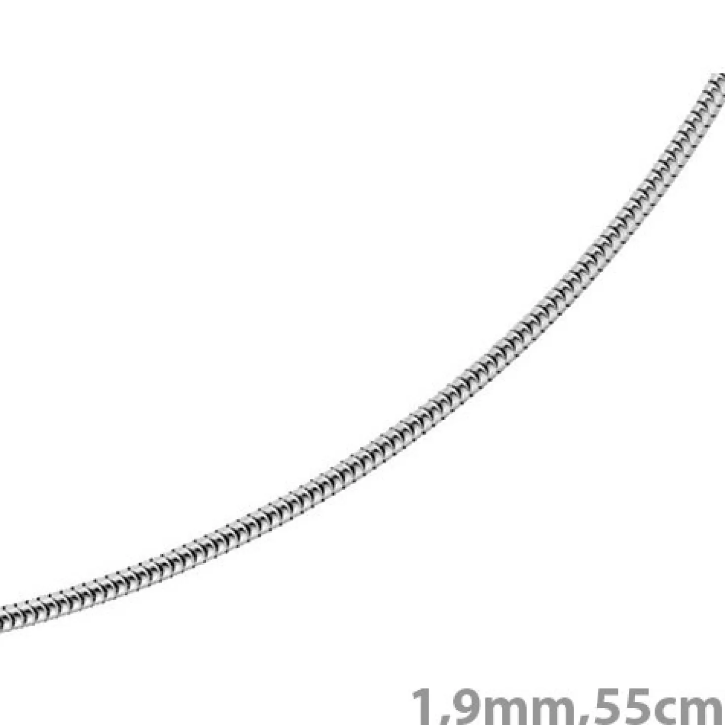 1,9mm Schlangenkette Kette Collier aus 585 Gold Weißgold, 55cm, Damen