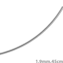 1,9mm Schlangenkette Kette Collier aus 585 Gold Weißgold, 45cm, Damen