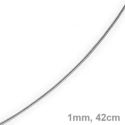 1mm Schlangenkette Kette Collier aus 750 Gold Weißgold, Goldkette 42cm