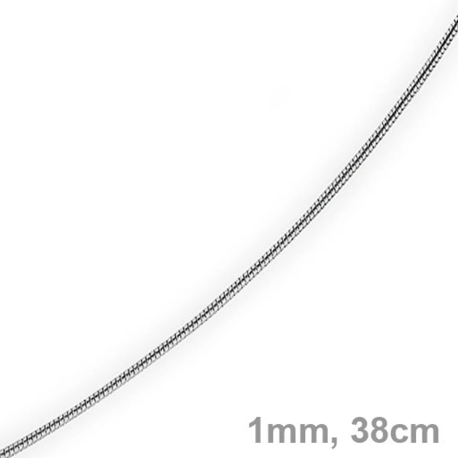1mm Schlangenkette Kette Collier aus 750 Gold Weißgold, Goldkette 38cm