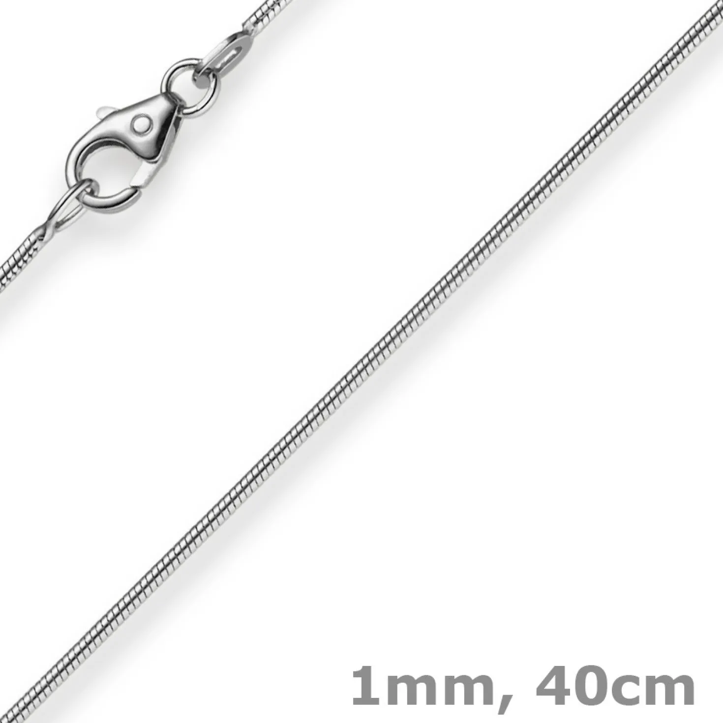 1mm Schlangenkette Kette Collier aus 750 Gold Weißgold, Goldkette 40cm