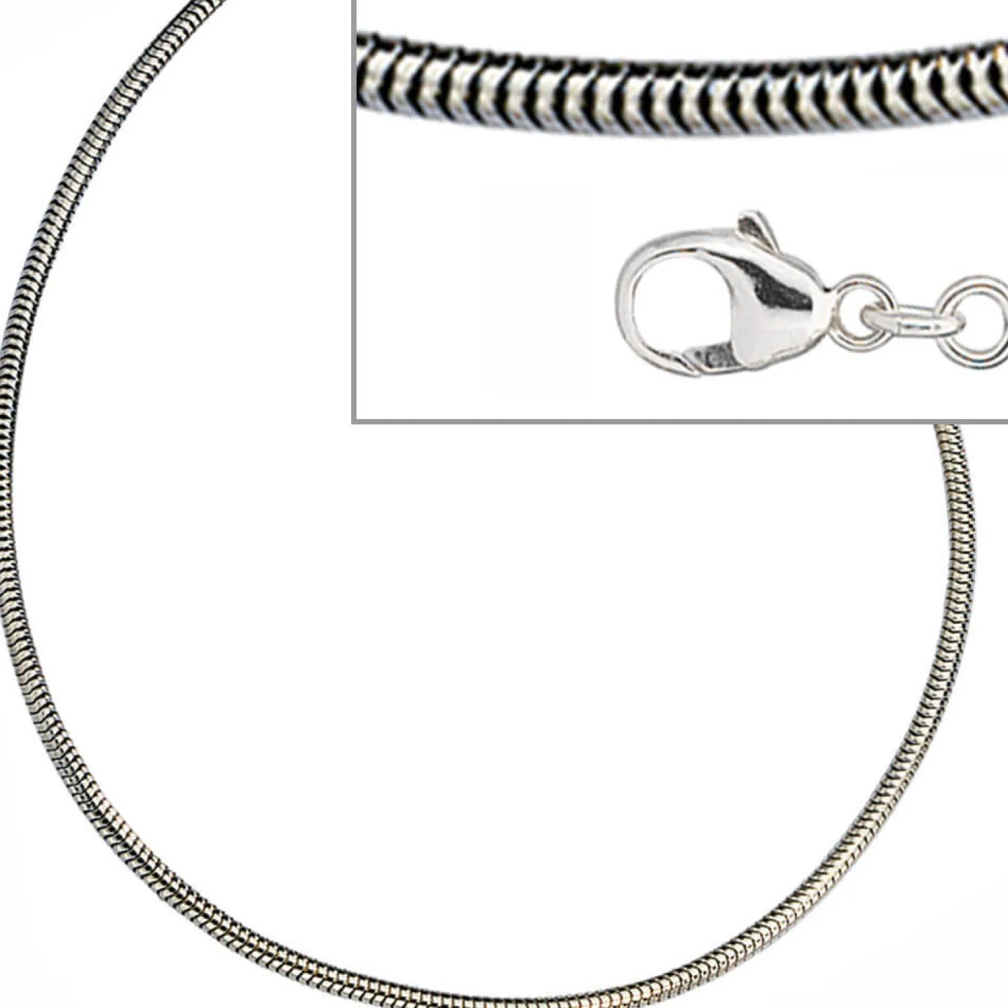 1,9mm Schlangenkette Kette Collier aus 925 Silber rhodiniert 60cm