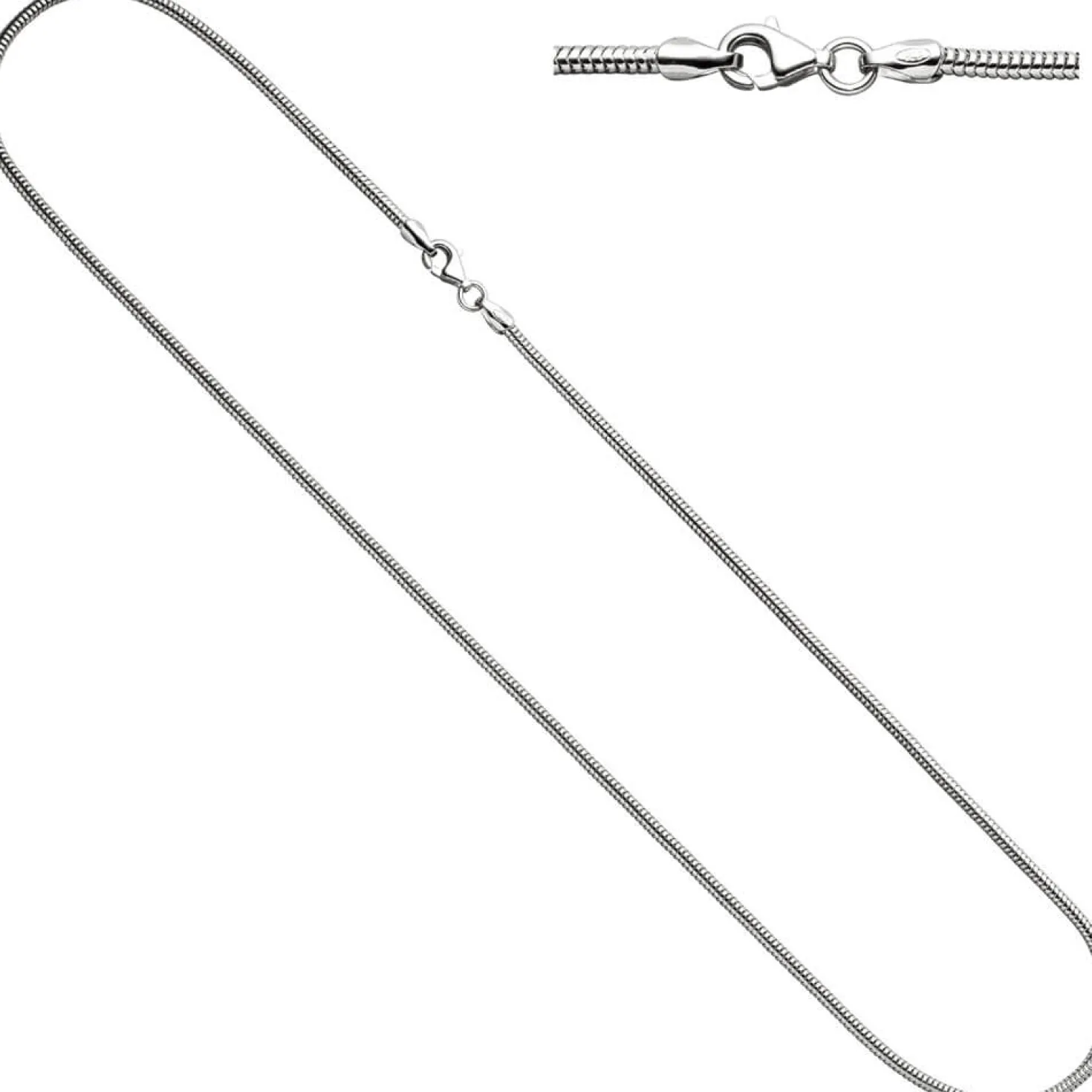 1,6mm Schlangenkette Kette Collier aus 925 Silber rhodiniert 70cm