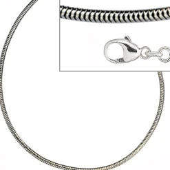 1,6mm Schlangenkette Kette Collier aus 925 Silber rhodiniert 70cm