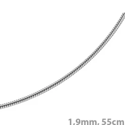 1,9mm Schlangenkette Kette Collier, 750 Gold Weißgold, Goldkette 55cm