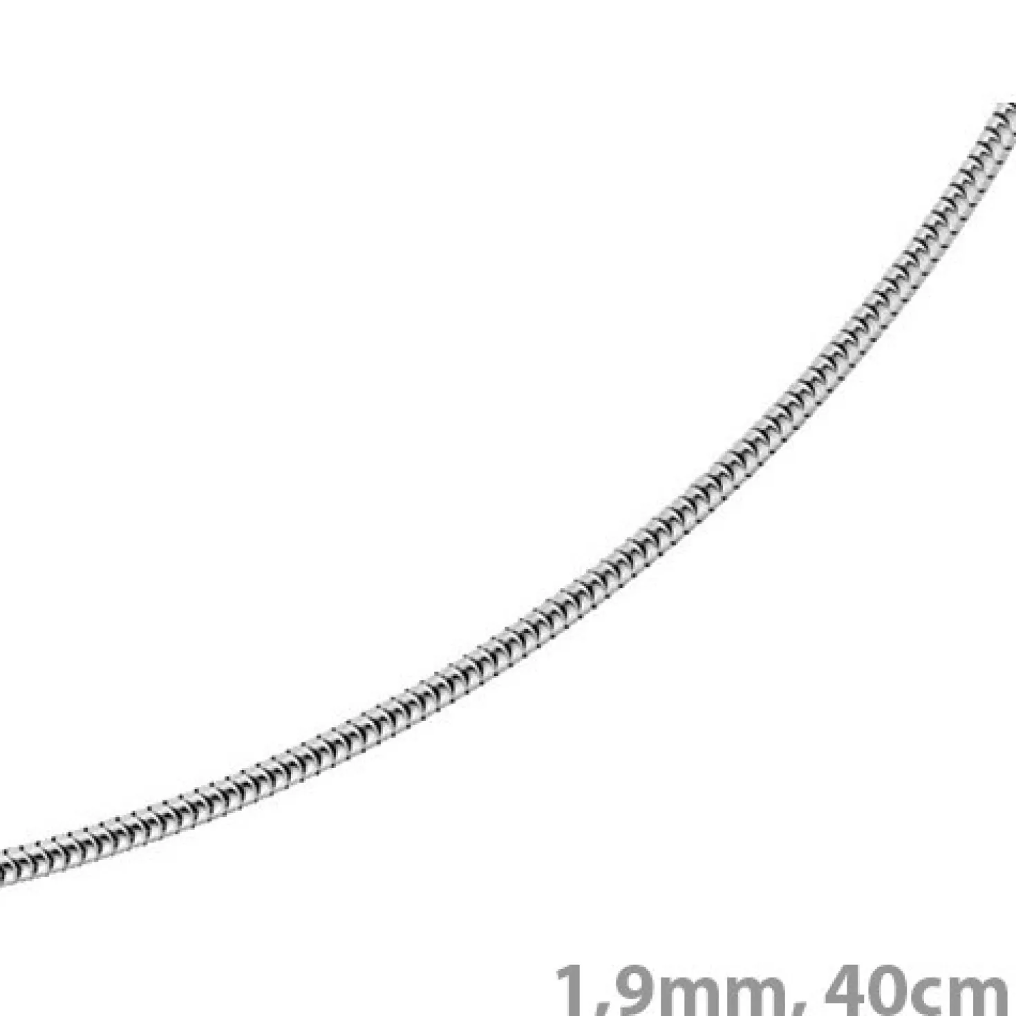 1,9mm Schlangenkette Kette Collier, 750 Gold Weißgold, Goldkette 40cm