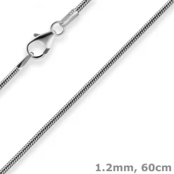 1,2mm Schlangenkette Kette Collier Halskette aus 925 Silber rhodiniert 60cm