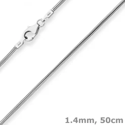 1,4mm Schlangenkette Kette Collier Halskette aus 925 Silber rhodiniert 50cm