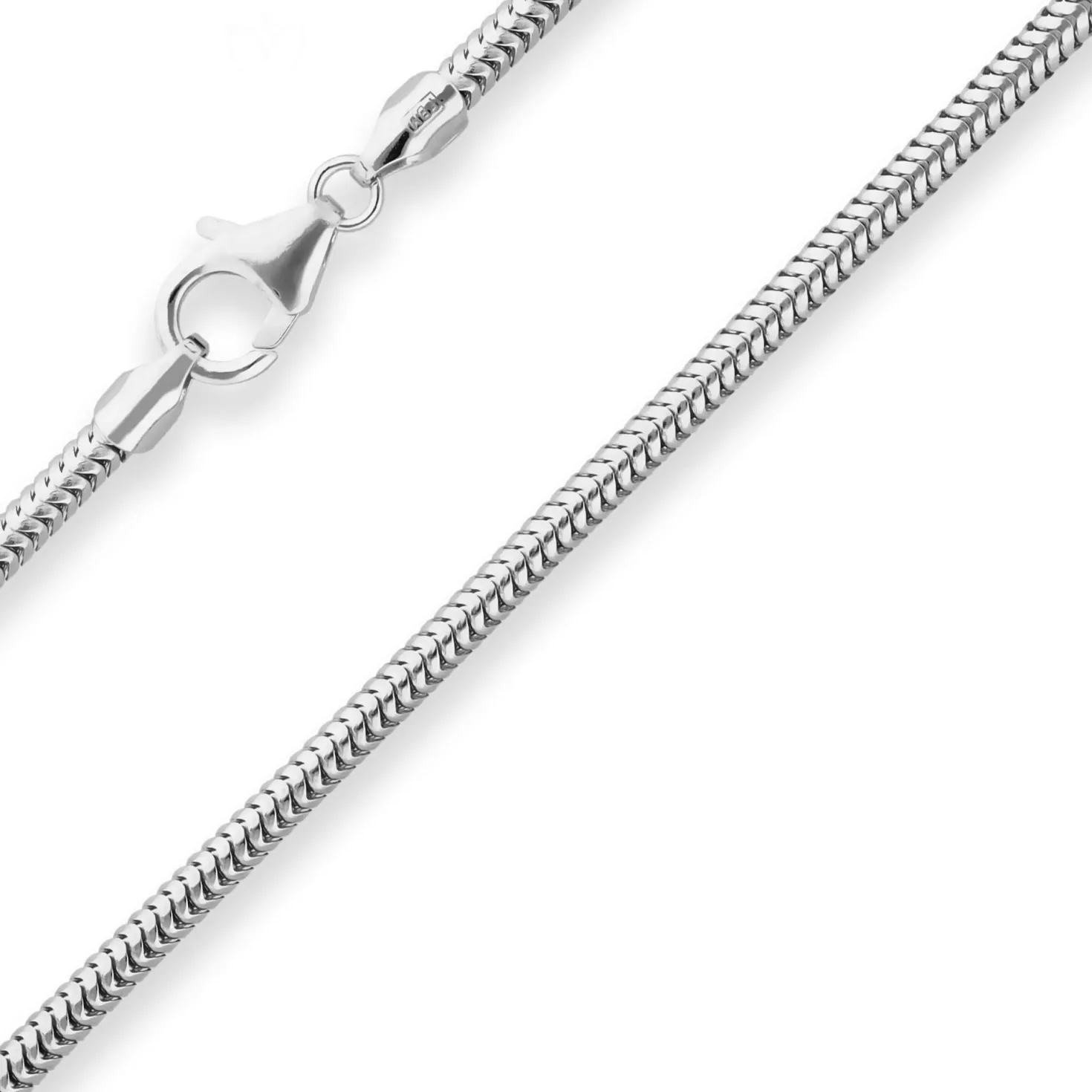 2,4mm Schlangenkette Kette Collier Halskette aus 925 Silber rhodiniert 50cm
