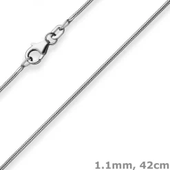 1,1mm Schlangenkette Kette Collier Halskette aus 925 Silber rhodiniert 42cm