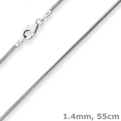 1,4mm Schlangenkette Kette Collier Halskette aus 925 Silber rhodiniert 55cm