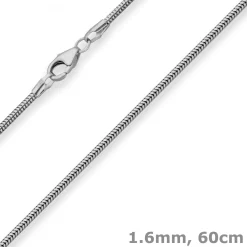 1,6mm Schlangenkette Kette Collier Halskette aus 925 Silber rhodiniert 60cm