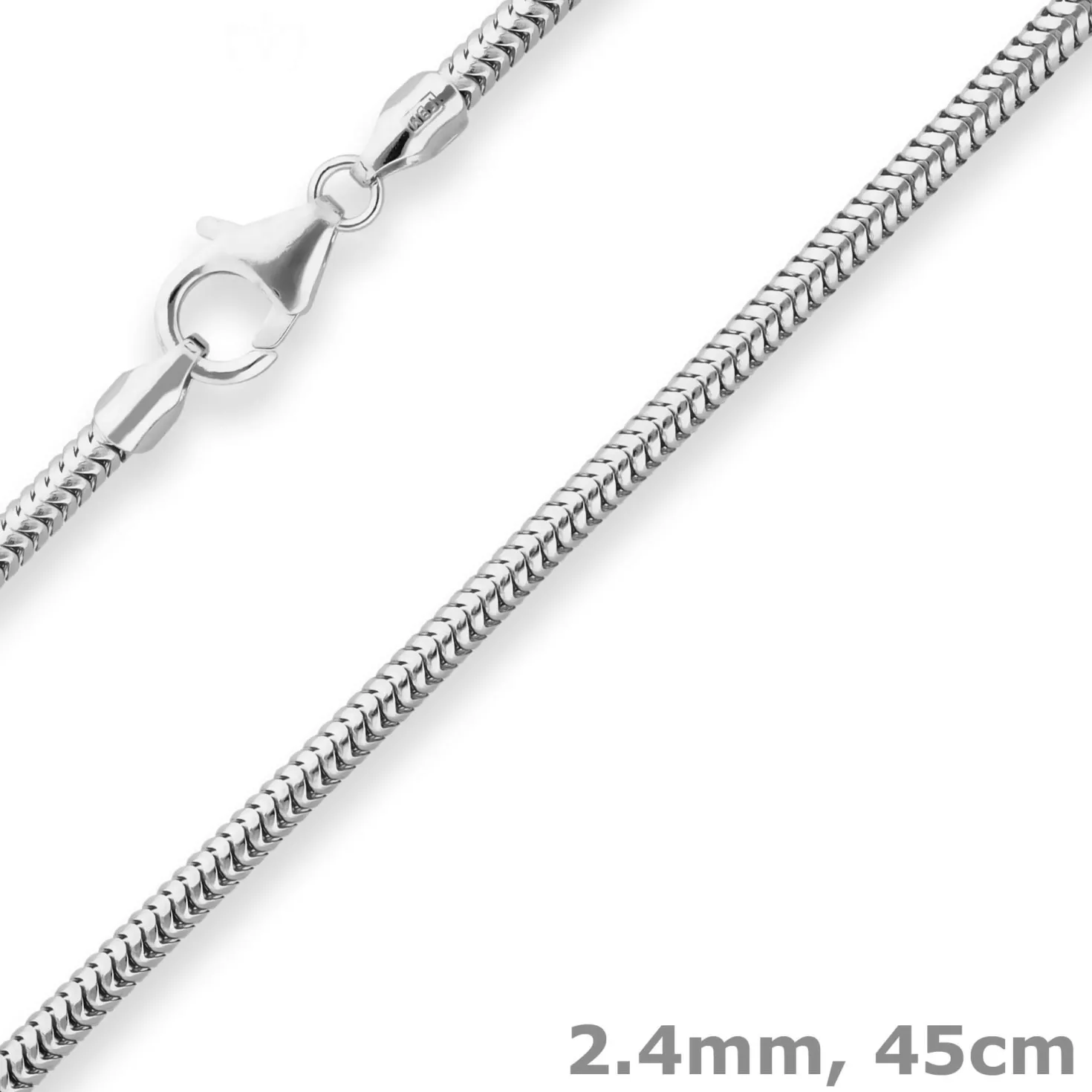 2,4mm Schlangenkette Kette Collier Halskette aus 925 Silber rhodiniert 45cm