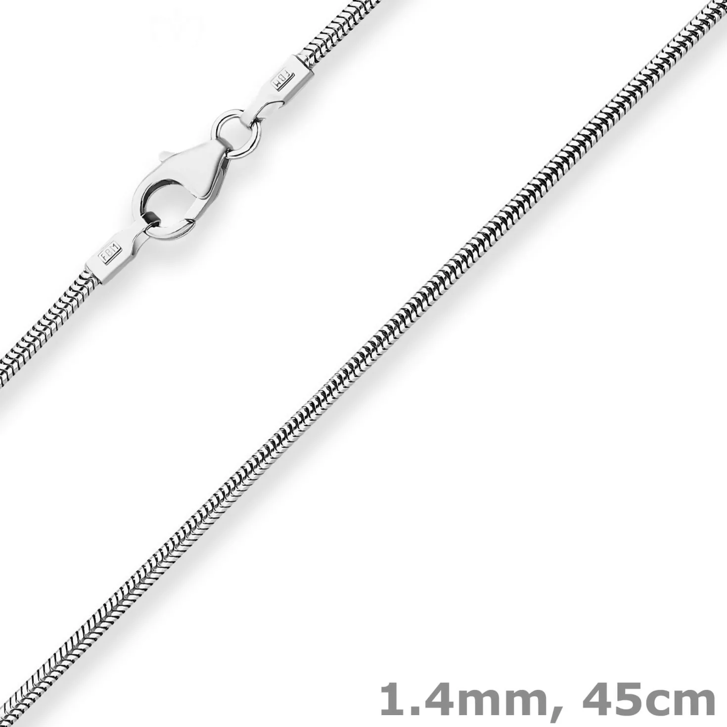 1,4mm Schlangenkette Kette Collier Halskette aus 925 Silber rhodiniert 45cm