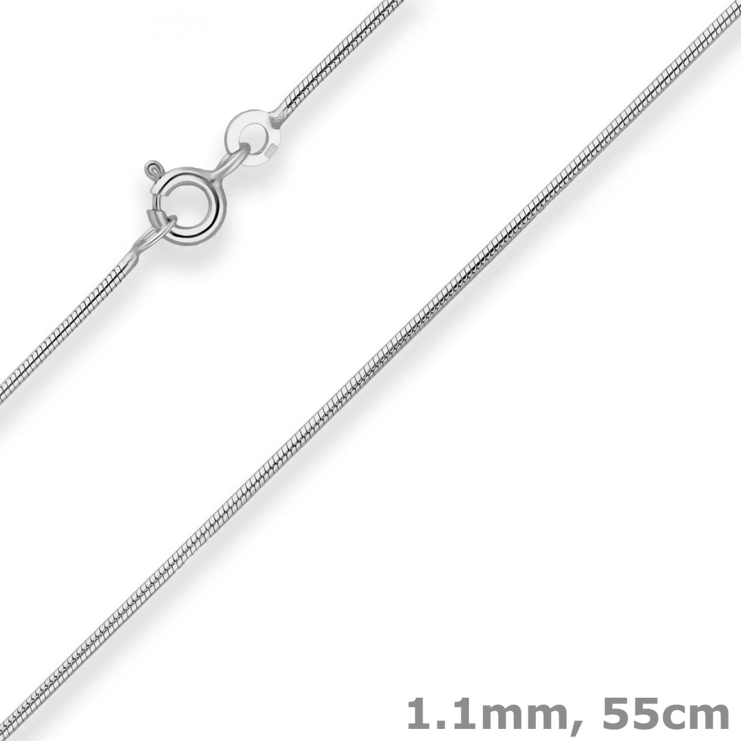 1,1mm Schlangenkette Kette Collier Halskette aus 925 Silber rhodiniert 55cm