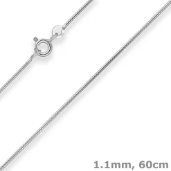 1,1mm Schlangenkette Kette Collier Halskette aus 925 Silber rhodiniert 60cm