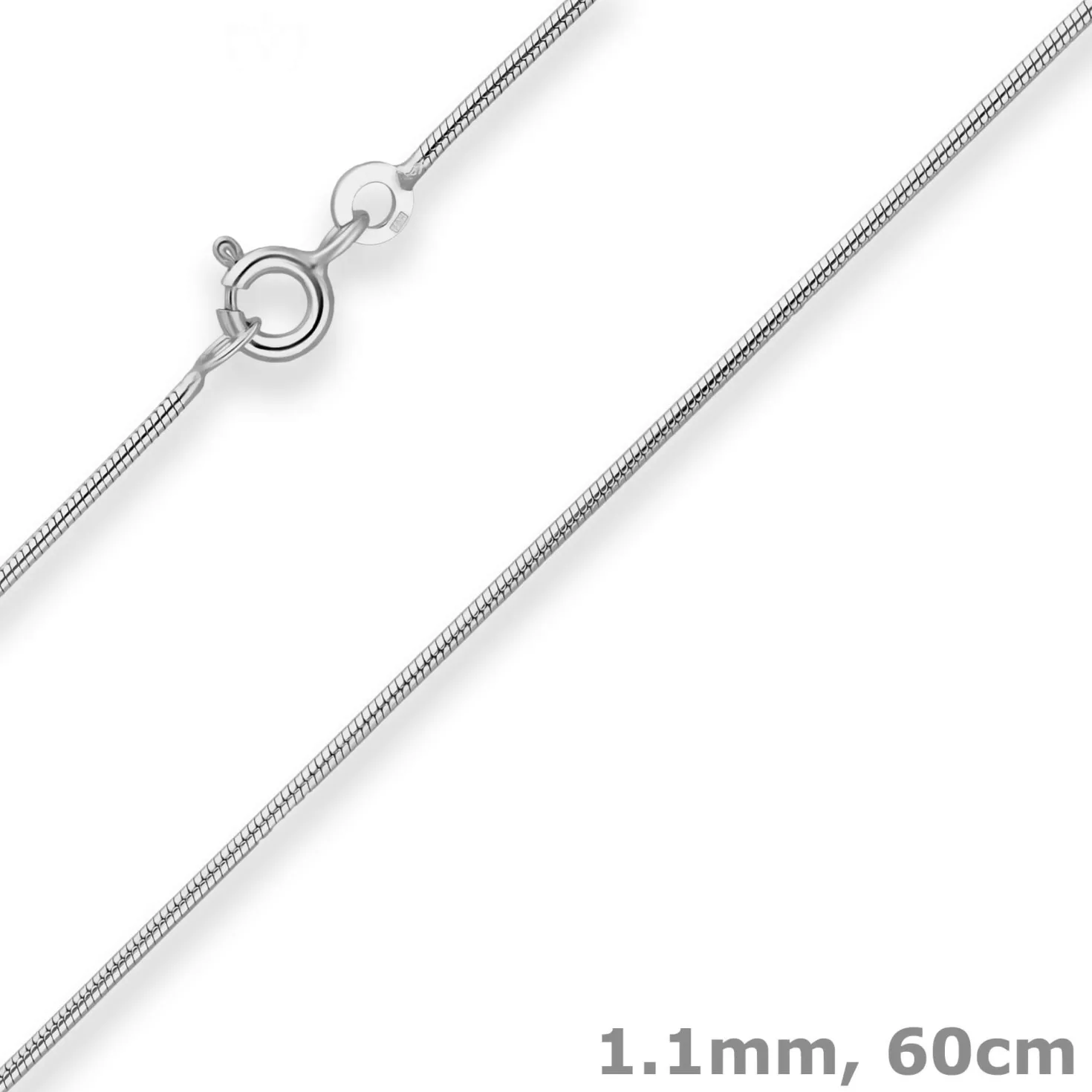 1,1mm Schlangenkette Kette Collier Halskette aus 925 Silber rhodiniert 60cm