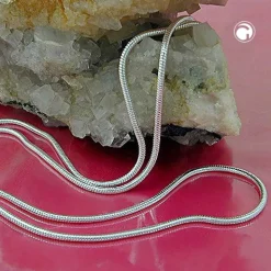1,3mm Schlangenkette Kette Collier, 925 Silber, Silberkette rund, 38cm