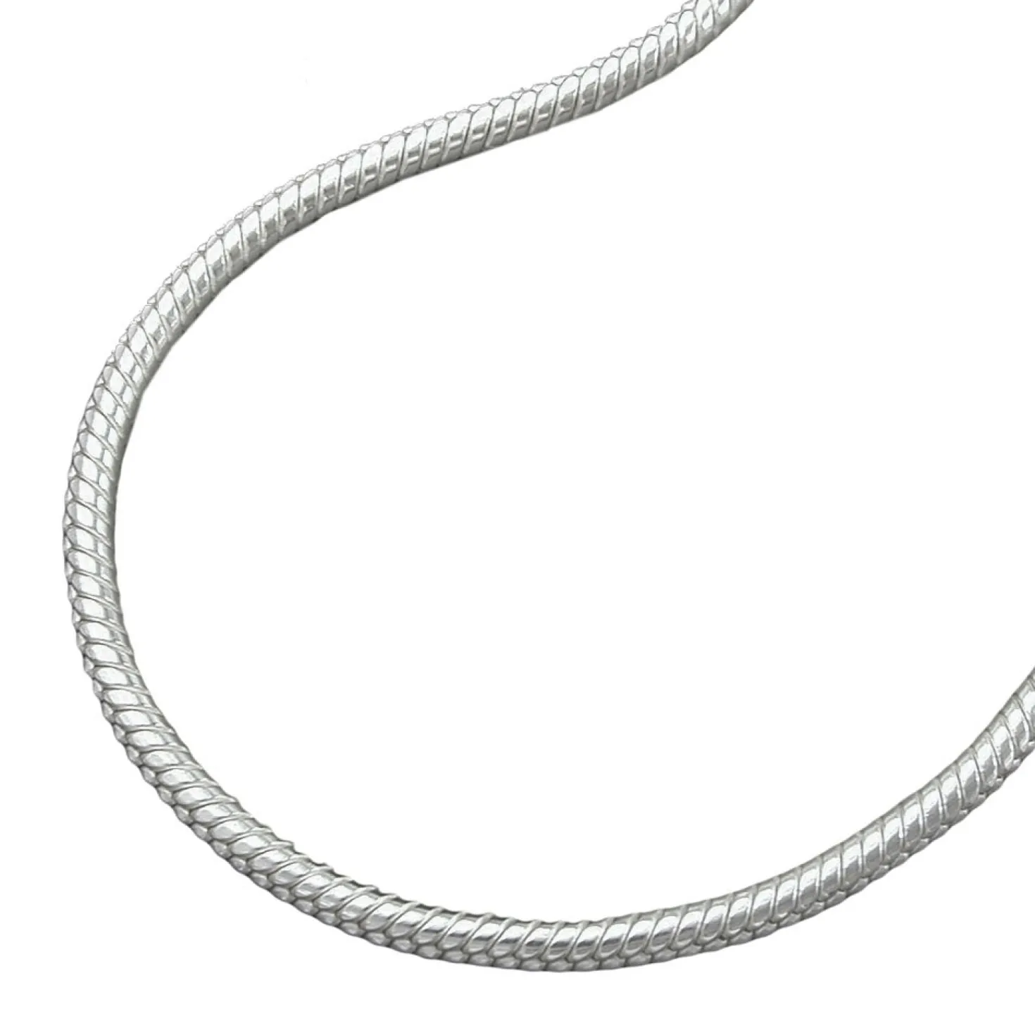 1,3mm Schlangenkette Kette Collier, 925 Silber, Silberkette rund, 38cm
