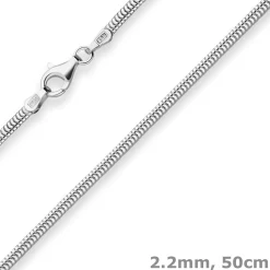 2,2mm Schlangenkette oval Silberkette Collier Halskette aus 925 Silber 50cm