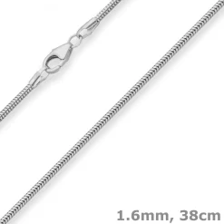 1,6mm Schlangenkette Silberkette Collier Halskette aus 925 Silber 38cm