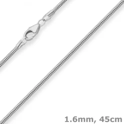 1,6mm Schlangenkette Silberkette Collier Halskette aus 925 Silber 45cm